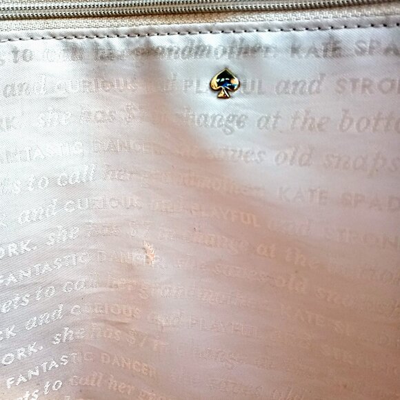 Kate Spade Kennedy Tote Handbag Nylon Cream Tan Polka Dot Diaper Bag - Picture 9 of 10